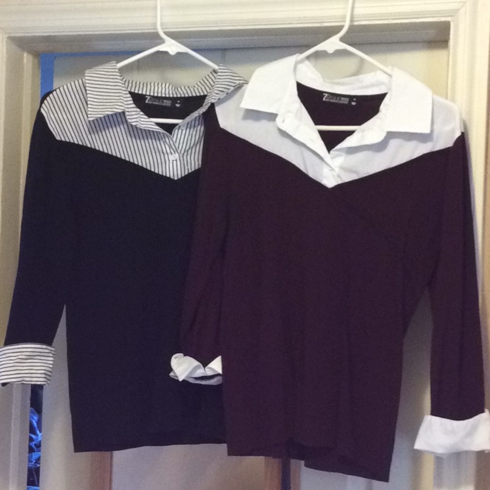 Maroon and black sweater with blouse detail set